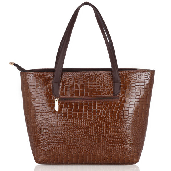 Catchy Spacious Tote Bag Women's Crocodile Print with Front Zipper and Handle | Perfect for Work or Casual Wear